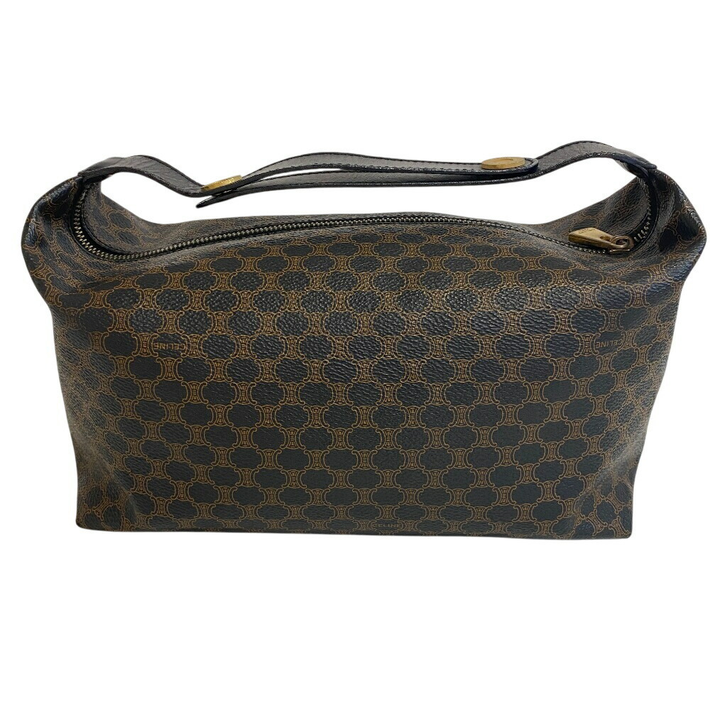 CELINE Circle Logo Vanity Macadam Handbag Black